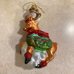 CVS DONNER-2010 Christmas‎ Ornaments-Santa's Reindeer -Glass-Hand Painted